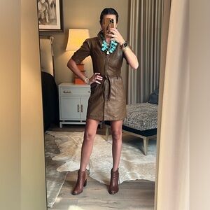 Faux leather mini dress